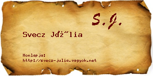 Svecz Júlia névjegykártya